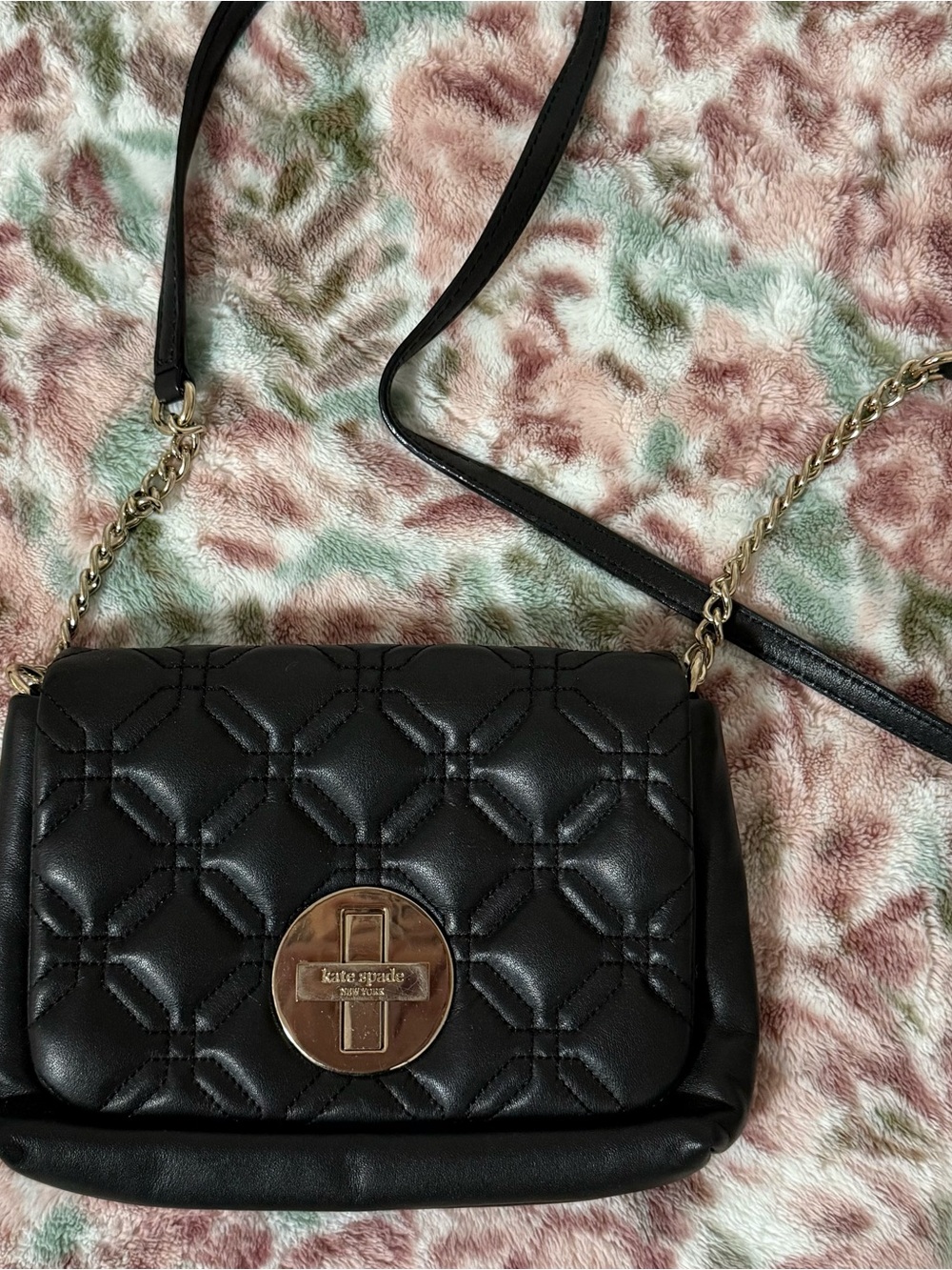 kate spade Black Quilted Leather Crossbody Bag with Gold-Tone Hardware
